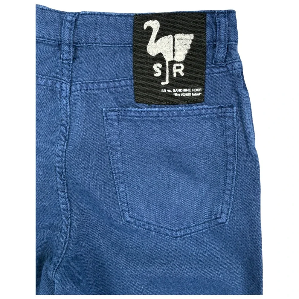 Sandrine Rose College Blue Button Fly Straight Crop Jeans Cotton Linen NWT‎ 26